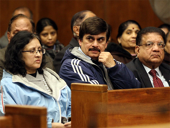 Akash's parents and at the court room