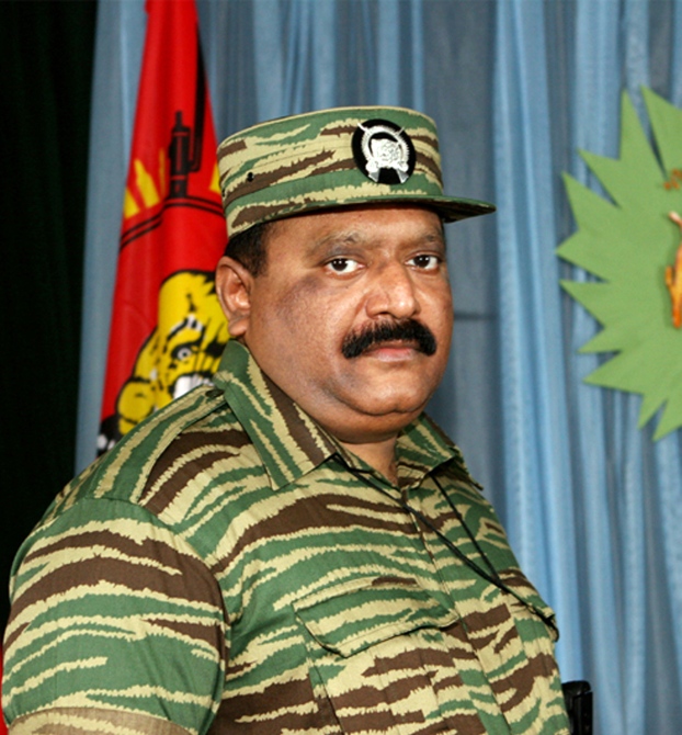 Former leader of the Liberation Tigers of Tamil Eelam Velupillai Prabhakaran.