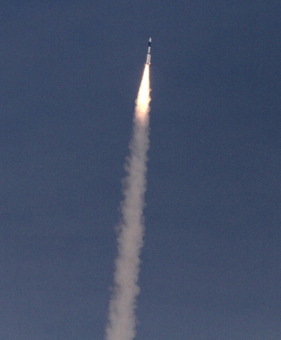 India's Geosynchronous Satellite Launch Vehicle blasts off carrying a 1980 kg GSAT-14 communication satellite from the Satish Dhawan space centre at Sriharikota