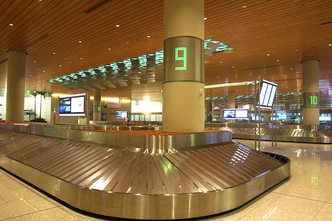 The baggage claims area sports 10 carousels for quick discharge of incoming passengers.