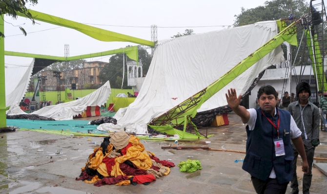 A heavy downpour threw the festival into complete disarray