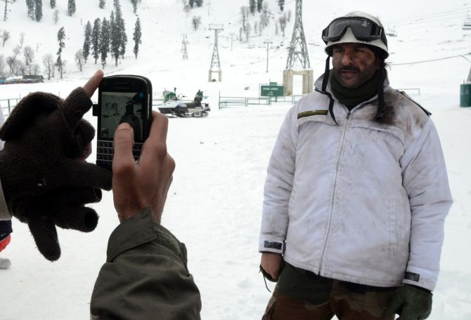 Actor Saif Ali Khan poses for a photograph. He is in Gulmarg where his film 'Phantom' is being shot