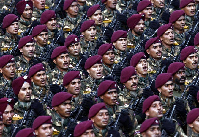 Army soldiers during the Republic Day parade