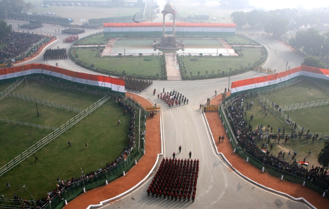 A bird's eye view of Rajpath during the 65th Republic Day Parade
