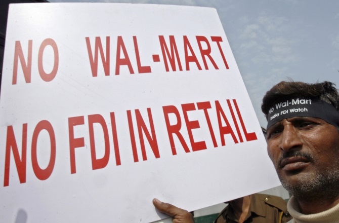 A protest against FDI in retail in New Delhi