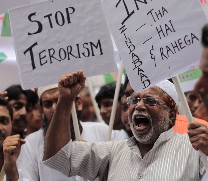 An anti-terrorism rally in Delhi.