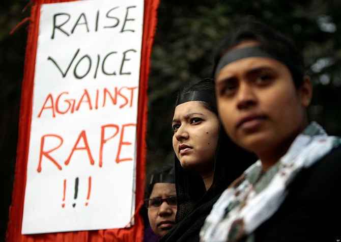 Women in New Delhi protest against the rising number of rape cases
