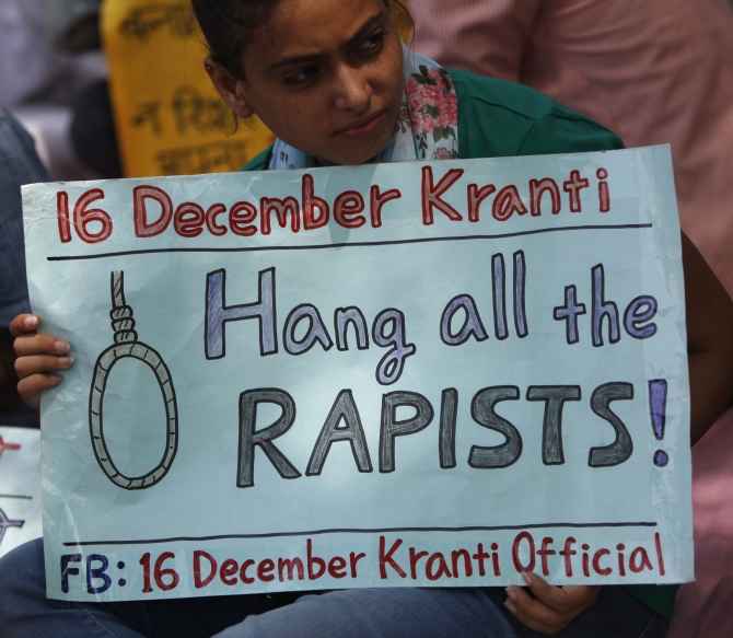 A woman demands justice in the Delhi gang rape case, in which one of the accused was a juvenile