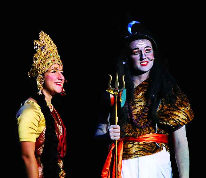 Students of Mount Madonna School perform a scene in 'Ramayana' in San Jose 