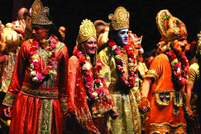 Students of Mount Madonna School perform a scene in 'Ramayana' in San Jose 