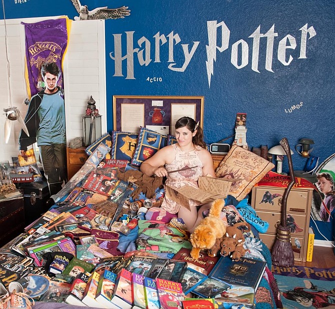 This woman is nuts about Harry Potter memorabilia