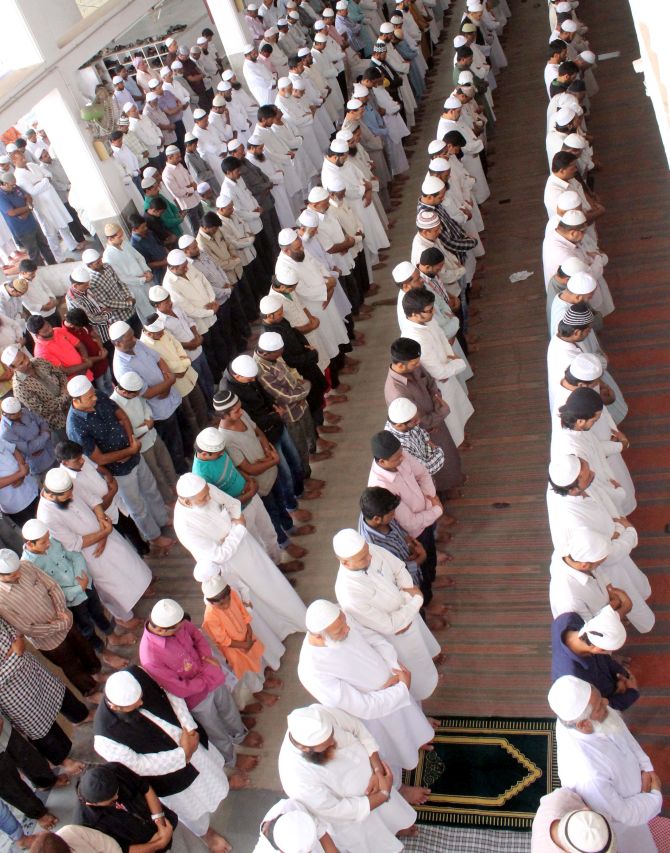 Muslims offer prayers during the holy month of Ramzan.