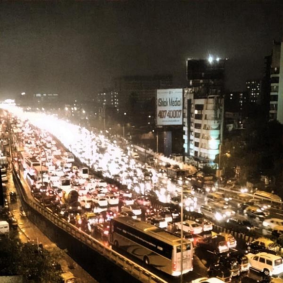The traffic jam on the Western Express Highway near Andheri 