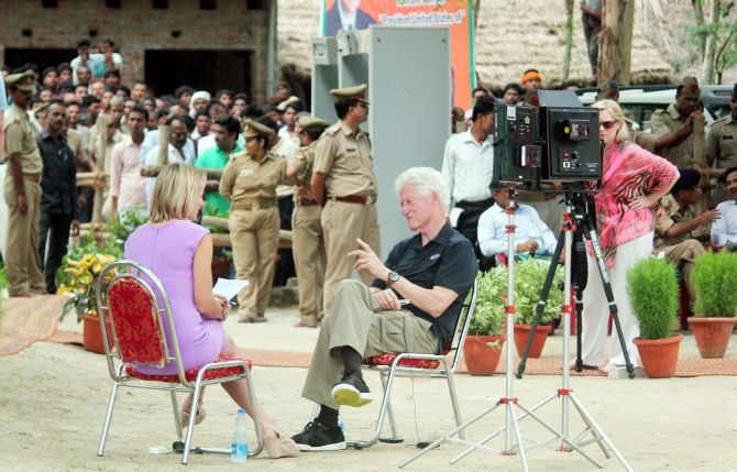 PHOTOS: Clinton meets students in UP village