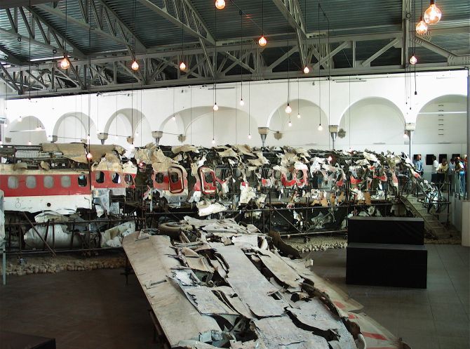 The remnants of the flight stored at the Museum for the Memory of Ustica in Bologna.