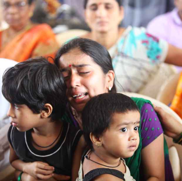 The grieving family members of firefighter Nitin Ivalekar on Saturday