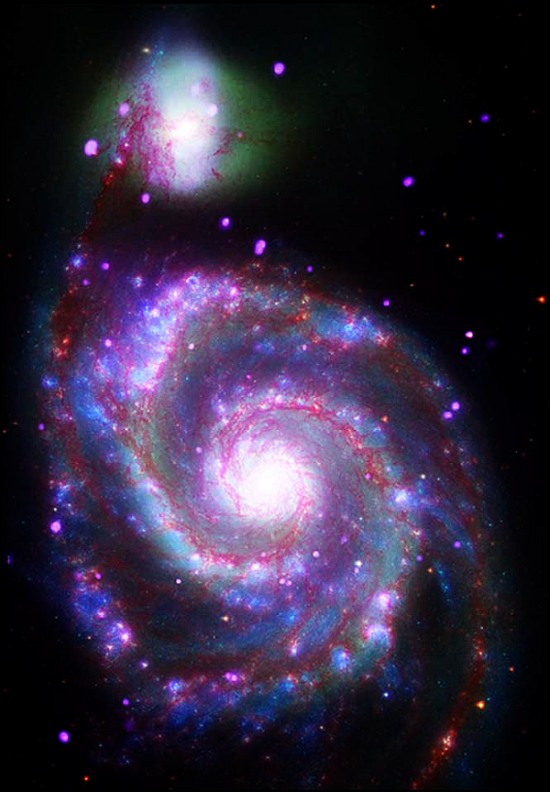 M51, whose name comes from being the 51st entry in Charles Messier's catalog, is considered to be one of the classic examples of a spiral galaxy. At a distance of about 30 million light years from Earth, it is also one of the brightest spirals in the night sky