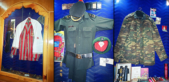 Lt Saurabh Kalia's military uniforms and gear are preserved in the museum at the Kalia home.