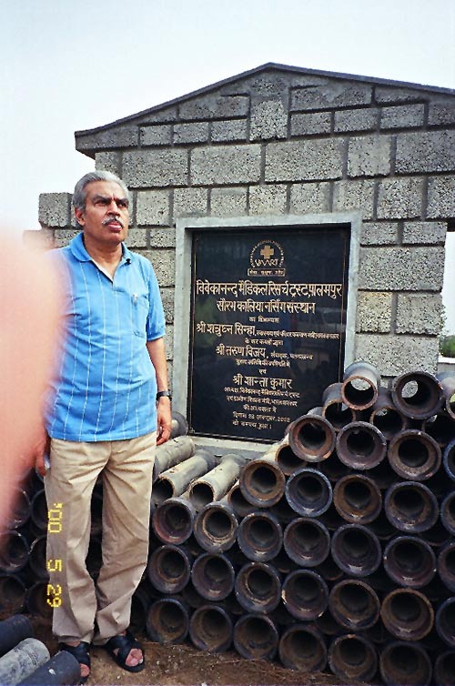 Dr Kalia near his son's memorial.