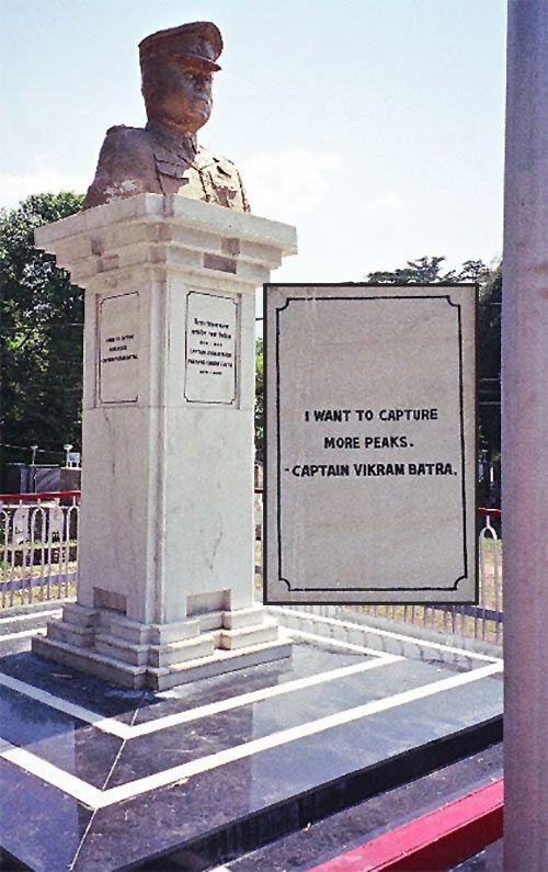 Captain Vikram Batra's statue in the town centre in Palampur