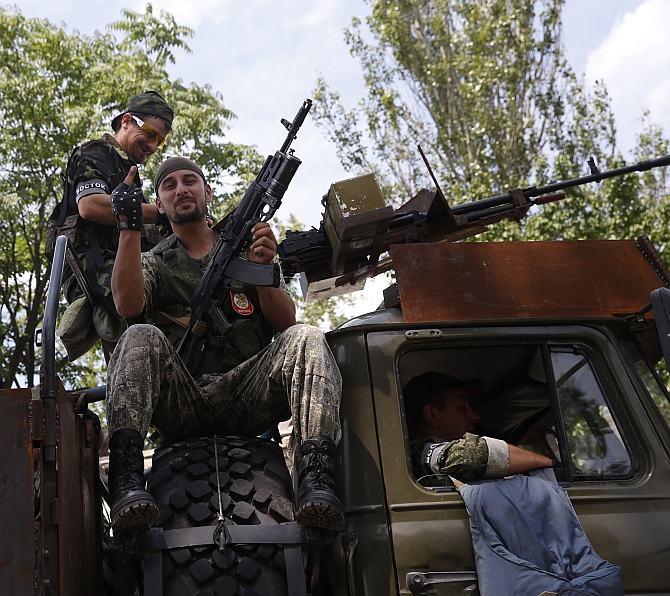 Pro-Russian separatists from the so-called Battalion Vostok (East) set out from a base in the eastern Ukrainian city of Donetsk.