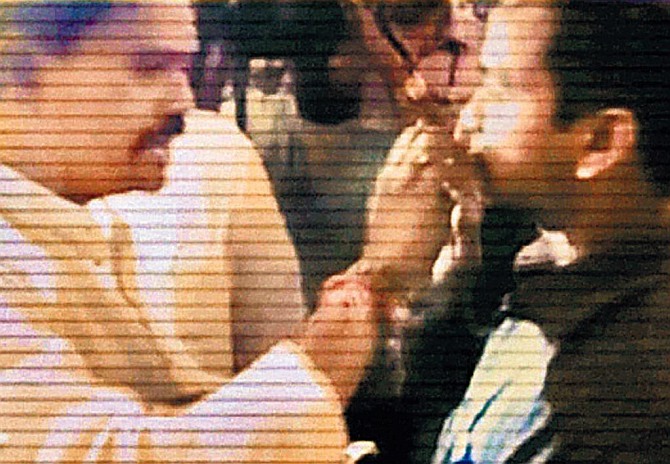 Video grab of a Shiv Sena MP force-feeding a fasting Muslim youth in New Delhi