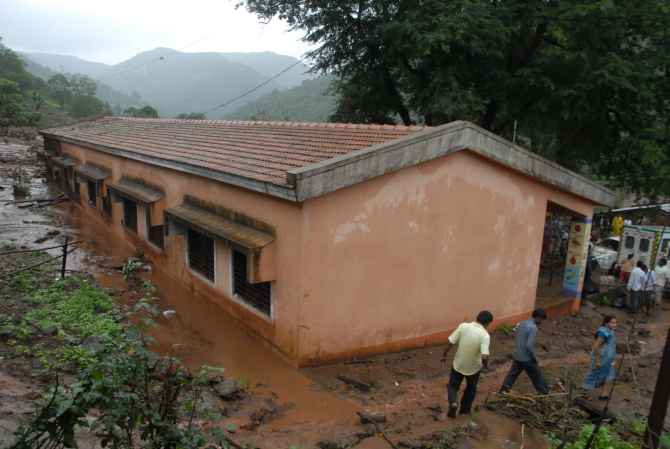 A school building affected by the landslide