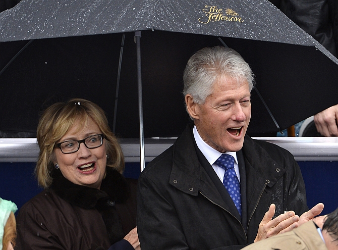 Hillary Clinton with her husband Bill in Richmond, Virginia