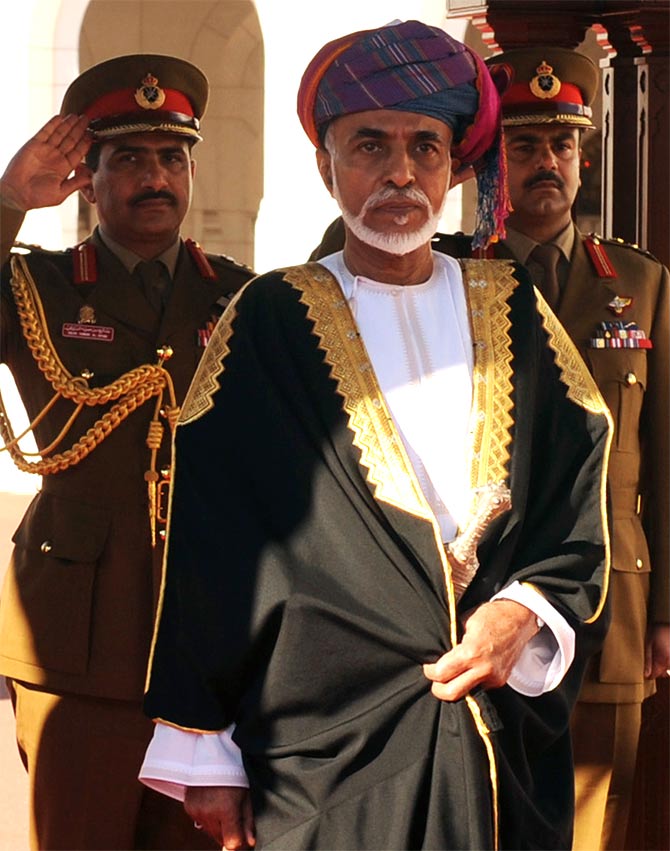 Sultan Qaboos bin Said at the Al Alam Royal Palace in Muscat