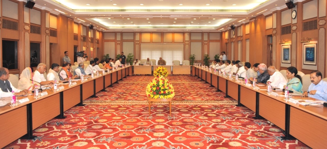 Prime Minister Narendra Modi chairing a meeting of the council of ministers in New Delhi.