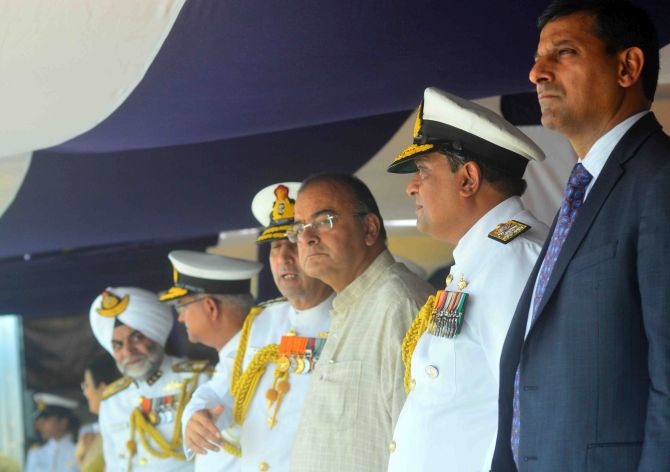 PHOTOS: Arun Jaitley reviews preparedness at Western Naval Command