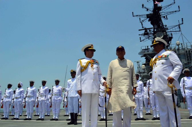 PHOTOS: Arun Jaitley reviews preparedness at Western Naval Command