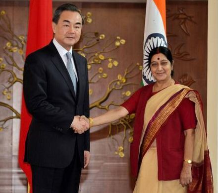 Wnag Yi with Sushma Swaraj