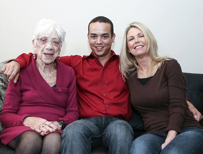 Kyle Jones with his girlfriend (left) and his mother.