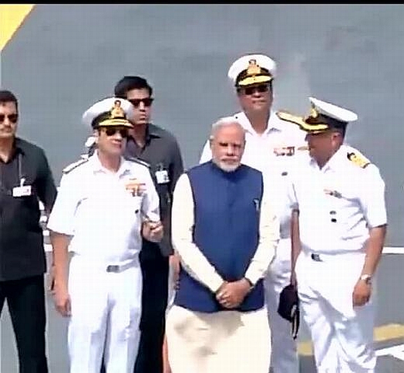 Modi arrives on the warship