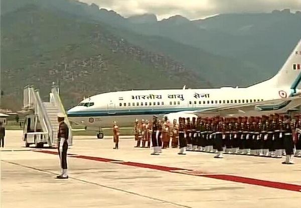 Modi's plane arrives at the airport