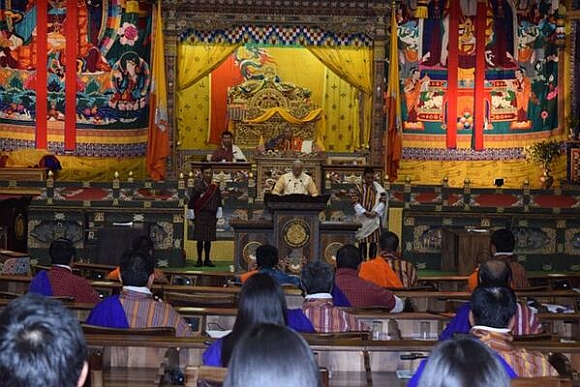 Prime Minister Narendra Modi addresses the Parliament in Thimpu, Bhutan