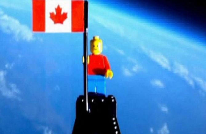A video grab of the Lego figurine that was sent into space.