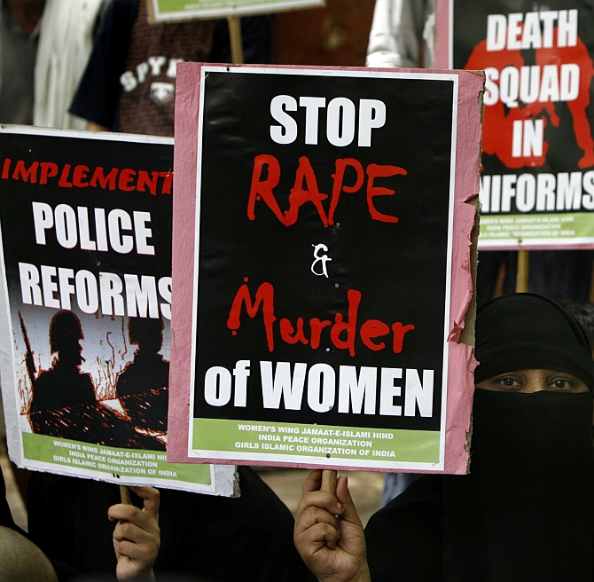 A protest in New Delhi against the increase in assault on women