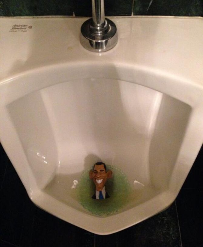 The Obama urinal cake at the conference.