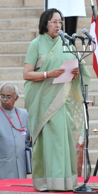 Minority Affairs Minister Najma Heptullah being sworn in as minister