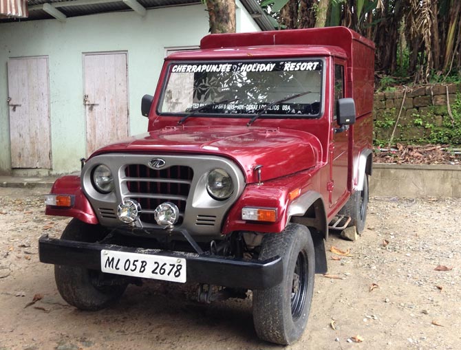 The jeep gifted by the Desais is parked outside the Ryen home. It bears Dinesh and Joy Desai's names.