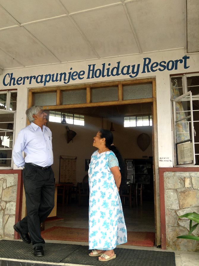 Denis Ryen and his wife Carmela at their resort in Cherrapunjee. 