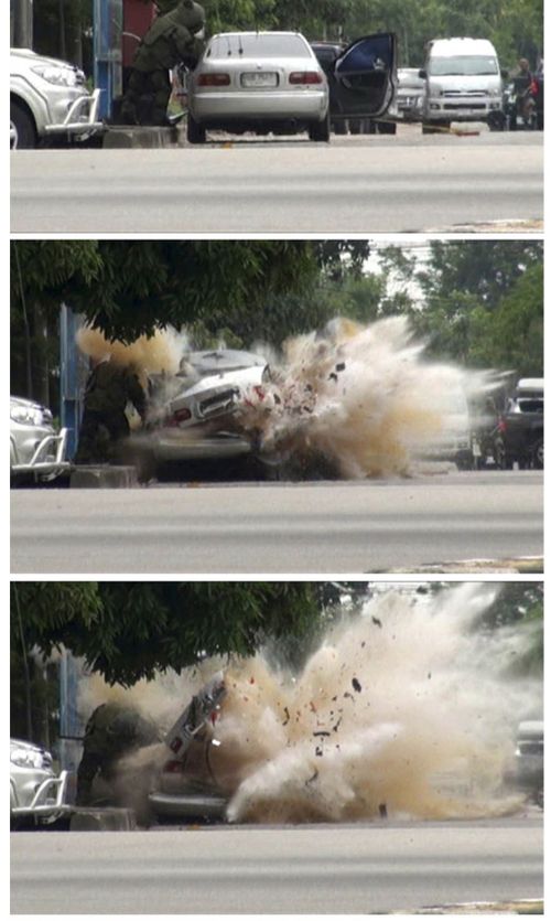A car explosion caught on camera