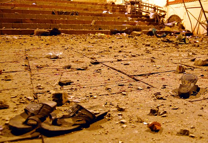 File photo of the blast outside a temple in Varanasi
