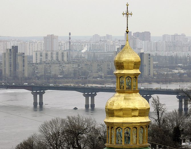 The Cave Monastery towers over Kiev. Its golden domes have towered over the Ukranian capital for a millennium.