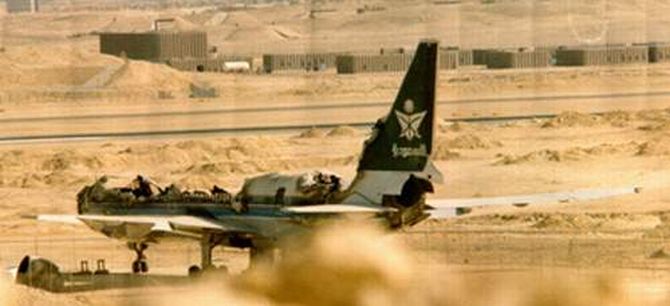 Charred remains of Saudia Flight 163