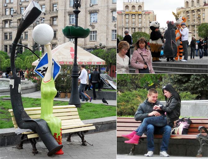 Gimpses of Kiev's Independence Square in happier times. 