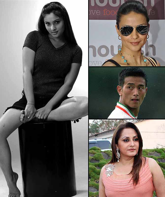 (Clockwise from left) Actress-cum-MP Divya Spandana, popularly know as Ramya, actress Gul Panag, footballer Baichung Bhutia and Jaya Prada