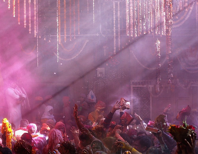 This is how they play Holi in Vrindavan